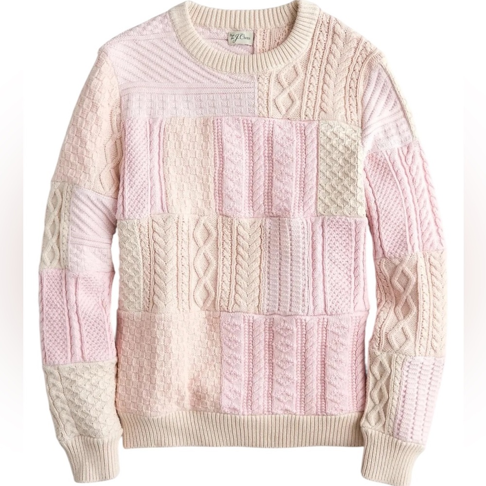 J. CREW Heritage Patchwork Cotton Cable-knit Sweater NWT - Picture 14 of 14